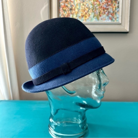 Anthropologie Accessories - Anthropologie Amati Accesori Navy and Blue Wool Felt Fedora Hat